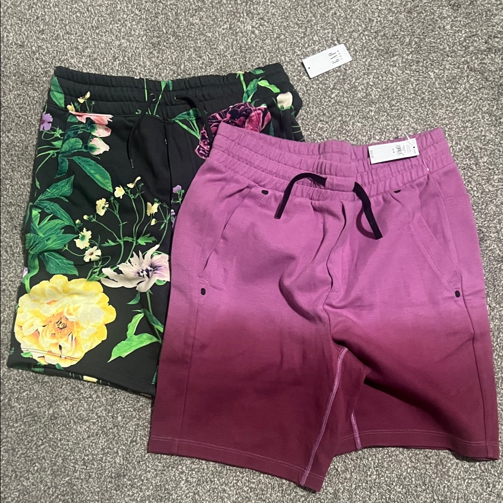 Floral and Purple Ombre Shorts Set